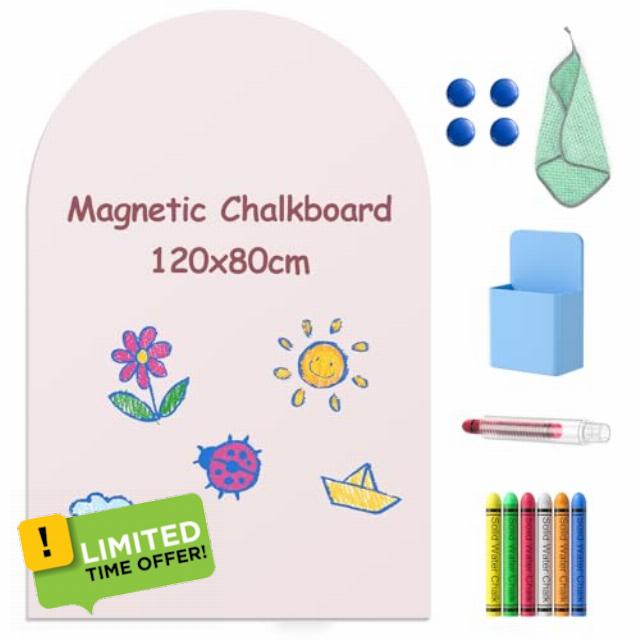 Magnetic Arch Wall Decal 120x80cm Waterproof Easy-Erasing 3-in-1 Magnetic Chalk Board for Office