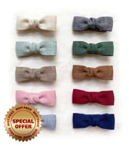 Baby Girls Mini Linen Hair Bow Clips