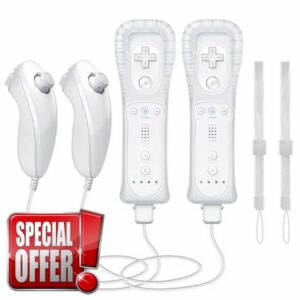 CLVIZCXOM (2 sets / 8 pieces! Remote Control Twin Pack Compatible with Nintendo ​Wii/Wii U Consoles: 2 Remotes + 2 Analog Joysticks + 2 Cases + 2 Straps