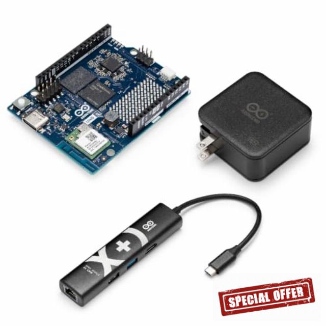 Arduino UNO Q 4GB Bundle – USB-C Hub & Power Supply | AI + Linux SBC Kit with Wi-Fi