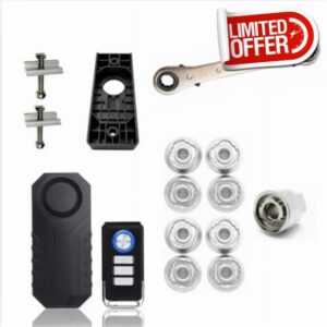 The Complete Designed to Fit Tentbox - Roof Tent Security Kit - 8x M8 HIGH Security Nuts + 113db Motion Sensing Roof Tent Security Alarm Deterrent+Alarm Holder + Ratchet Spanner Easy Installatio