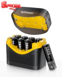 8Pcs Rechargeable AA Batteries with Battery Charger                                                          2800mAh High Capacity Low Self Discharge 1.2V Ni-MH Double A Batteries (USB Fast Charging
