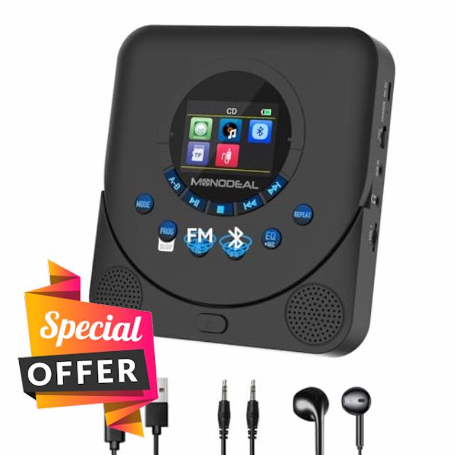 Monodeal Portable CD Player with Bluetooth