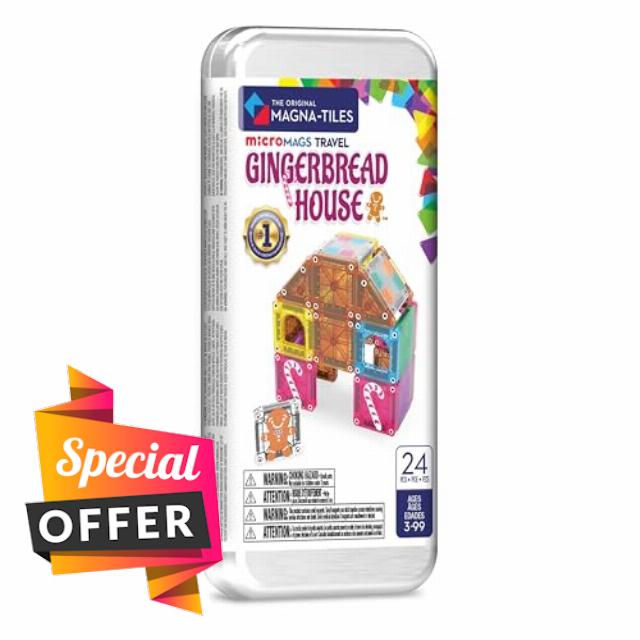 Magna-Tiles microMAGS 24-Piece Gingerbread House Travel Set