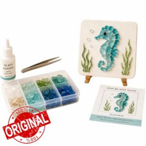 Sea Glass DIY Mosaic Craft Kit with Smooth Beach Glass Supplies | Tumbled Edge Safe Translucent Sea Glass