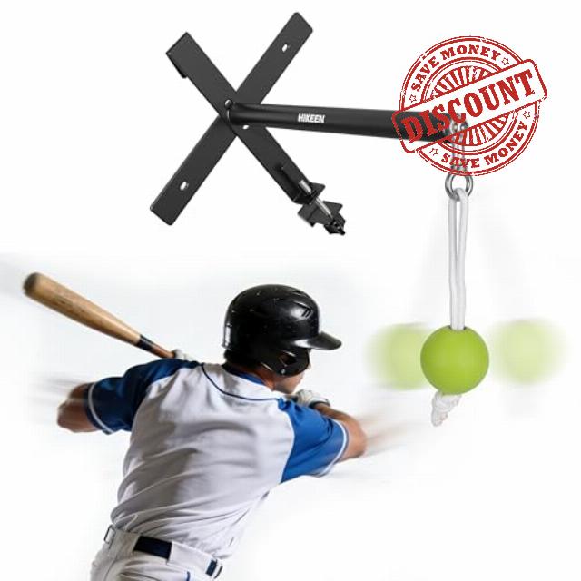 Hikeen Portable Baseball Swing Trainer with Auto Reset Tethered Ball - Baseball/Softball Hitting Trainer for Solo Batting Practice