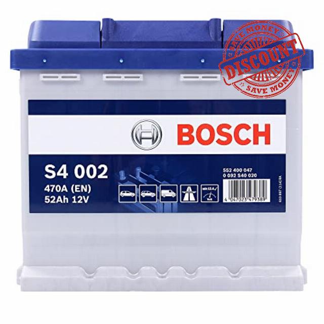 Bosch S4002 - car battery - 52A/h - 470A - lead-acid technology - for vehicles without Start/Stop system