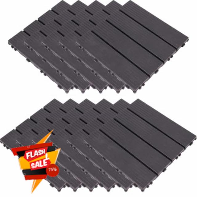11 Pack 30CM Square Dark Gray Snap Deck Outdoor Flooring Tiles