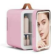 ARTETHYS Mini Fridge for Bedrooms 4L Skincare Beauty Fridge with LED Mirror Compact Car Fridge fo...
