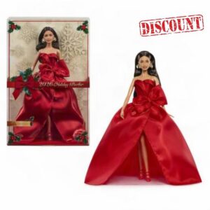 ​Barbie Signature 2026 Holiday Doll | Brown Hair Fashion Doll Wearing Red Gown with Bow