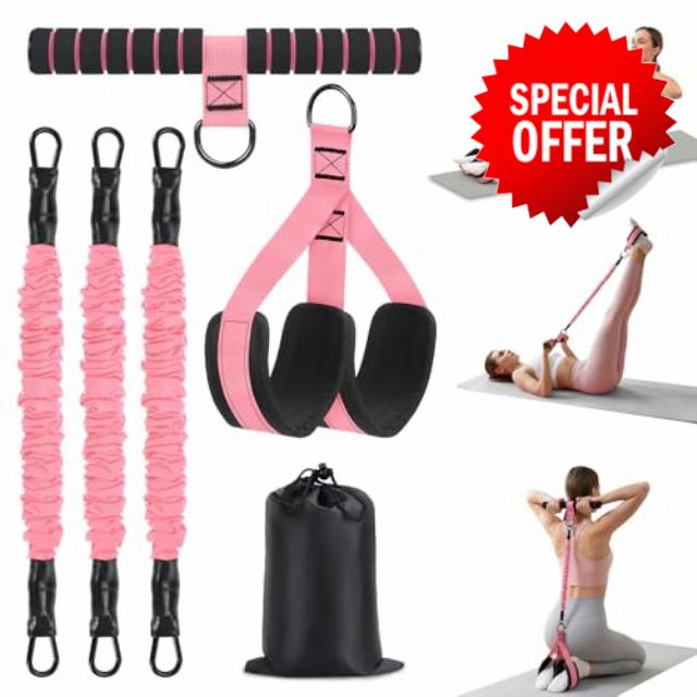Pedal Resistance Band with Handle Multifunction Foot Pedal Resistance Bands 3 Tube for Abdomen Puller Exercise Band Pedal Puller Device Sit Up Exercise Equipment for Wome
