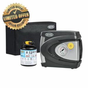 RING Car Puncture Repair Kit - Sealant & Analogue Tyre Inflator Included | Includes Valve Sealant