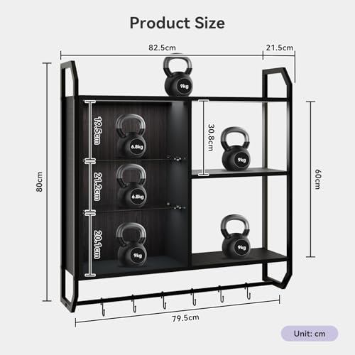 Display Book Shelf with 6 Hooks for Gaming Room Bar