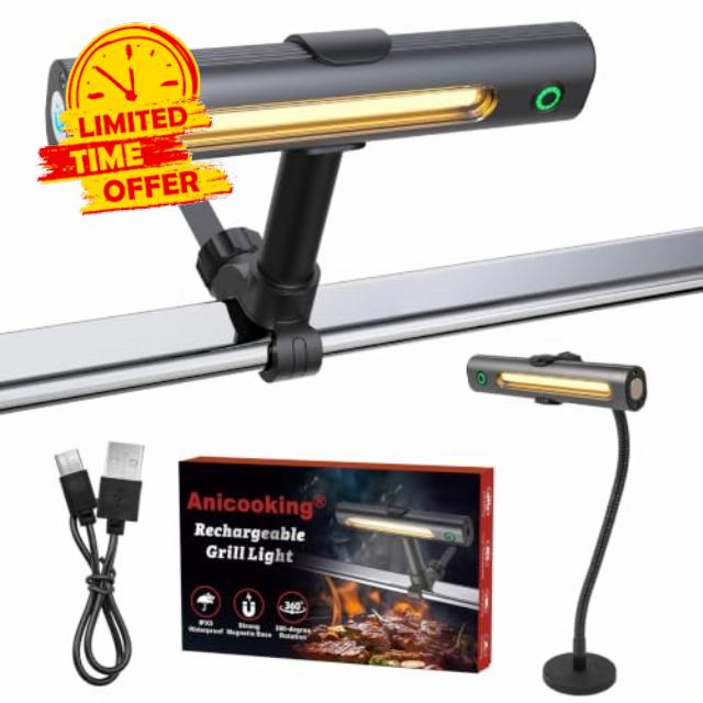 Rechargeable 360° Grill Light for Griddle & Grills with Magnetic Base and Gooseneck