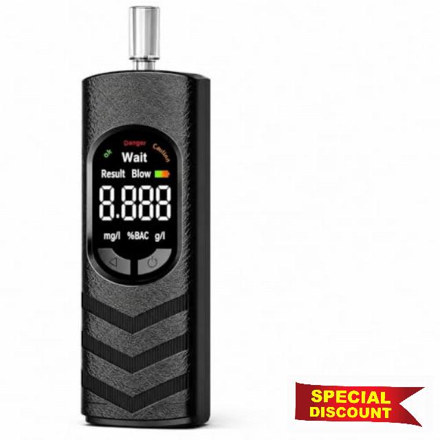 Portable Alcohol Tester with LCD                                                          Includes 20 mouthpieces for cleaner shared use; portable alcohol tester for home