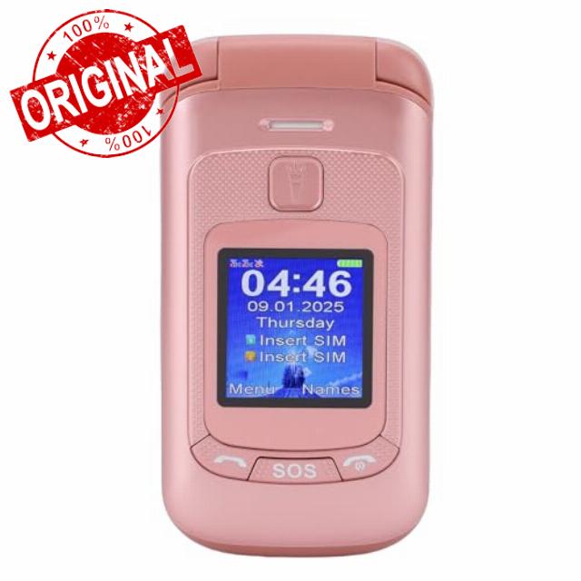 2G Flip Phone Dual SIM Unlocked GSM Senior Phone with 2.8 Inch Main Screen 1.77 Inch External Screen Large Buttons SOS Key for Elderly Visually Hearing Impaired 2800mAh