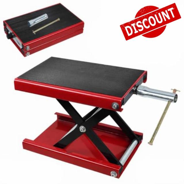 500KG Motorcycle Scissor Lift Jack Stand Adjustable Motorbike Repair Table | Height Adjustable Lifting Stand with Anti-Slip Lifting Board for Repair Maintenance
