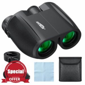 10X25 Portable Bird Travel Hunting Professional Binoculars for Adults                                                          Eazy Compact for Bird Watching Travel Hunting Football Games Theater and Concerts with Carrying Case and Strap