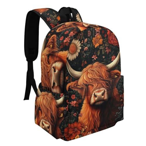 Everyday Durable Highland Cow Backpack for Daily Travel New Term Gift Outdoor Activity