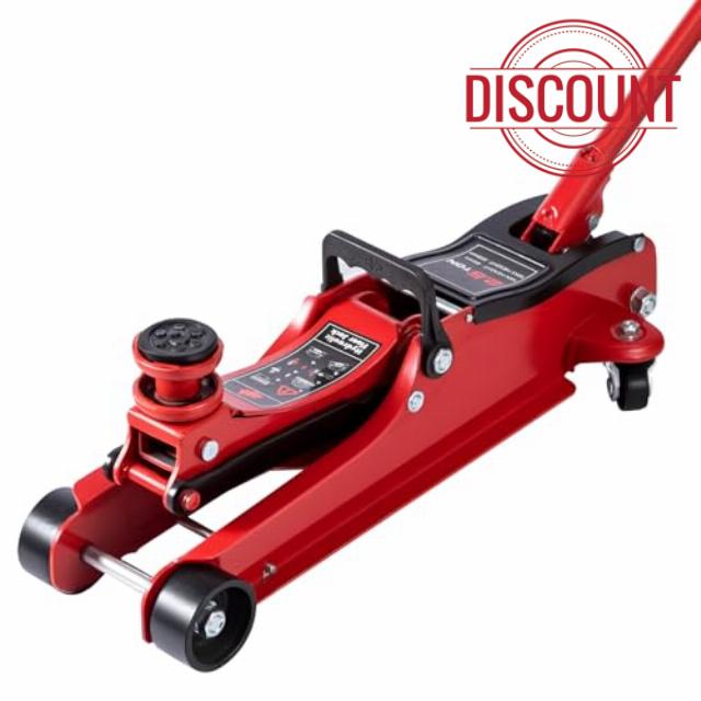 CROWNSHOP Cars Jack Hydraulic 2.5 Ton Trolley Jack Low Profile Hydraulic Floor Lifting Lift Car Van Garage Repair Tool Portable Workshop Equipment Steel Lifting Range for Car Van Garage (Red)