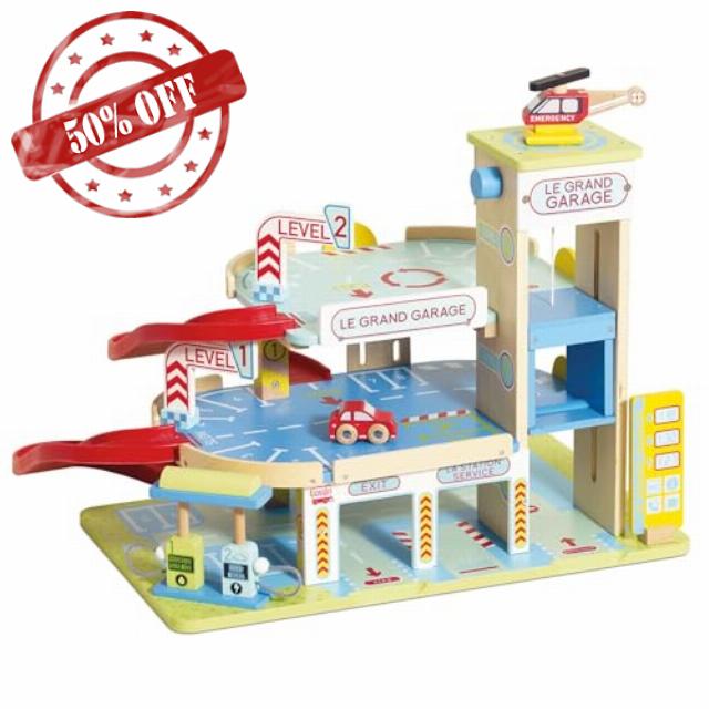 Le Toy Van Le Grande Garage 3 Storey Wooden Car Garage With 2 Ramps