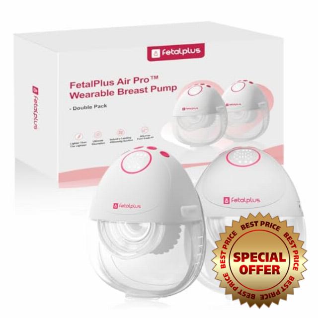 Air Pro™ Ultra-Discreet Wearable Breast Pump - Double Pack | Wearable Breast Pump 27mm | 15mm 18mm 21 mm 24mm Flange Inserts Included |