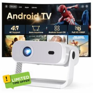 2026 New Smart Projector Built-in Apps Android 14 Native 1080P 4K Supported                                                          WiFi 6 Bluetooth 5.2