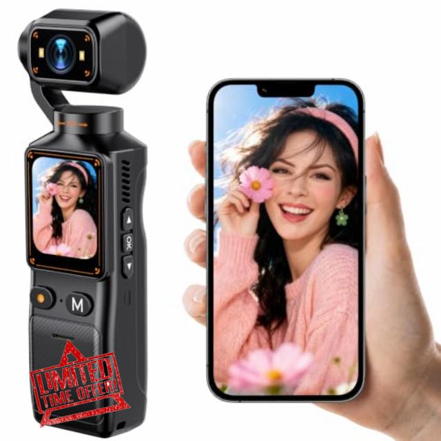 2K Vlogging Camera with True 180° Vertical & Horizontal Rotating Lens