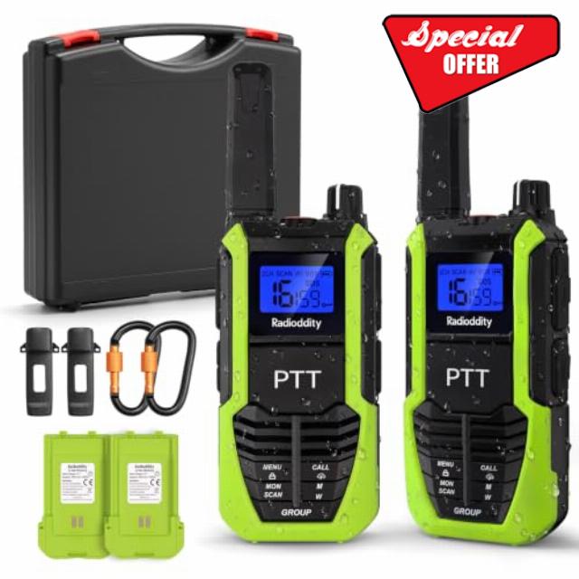 Radioddity HD-2 Waterproof Walkie Talkies IP67 Heavy-Duty Radio                                                          Emergency USB-C power output