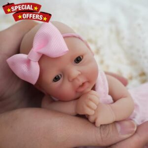 MYREBABY 7 inch Full Silicone Baby Doll Girl