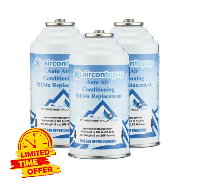 Car Aircon Air Con Air Conditioning Top Up Recharge Refill Regas Can x 3 DIY Gas