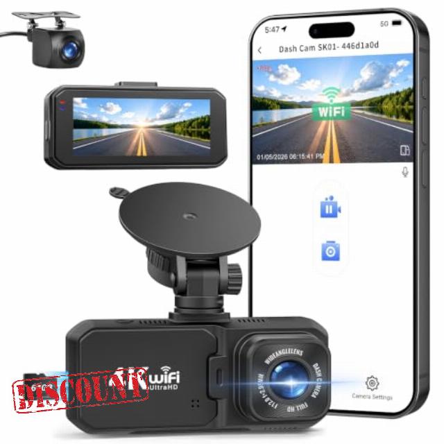 4K Dash Cam Front and Rear Camera