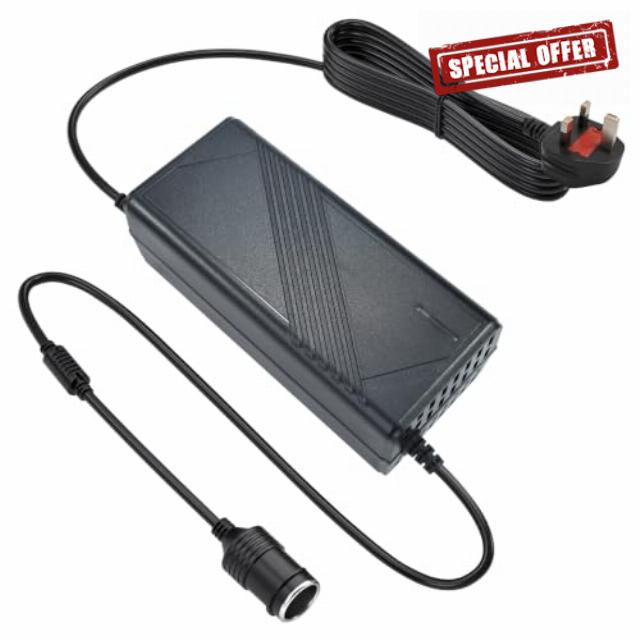 220V to 12V Adapter 20A 240W - UK 3-Pin Plug AC to DC Car Power Converter