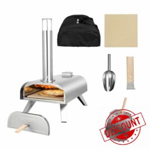 George Foreman 12'' Portable Dual Fuel Powered Pizza Oven in Stainless Steel with Carry Bag & Paddle