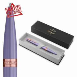 PARKER Meridian Ballpoint Pen | Lilac Lacquer with Rose Gold Trims | Medium Nib | Handwriting Pens & Stationery Supplies | Blue Ink | Luxury Gift Box