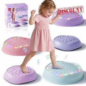 Lehoo Castle Kids Light Up Musical Stepping Stones Sensory Balance Toys | 5 Purple Garden Balance Stones