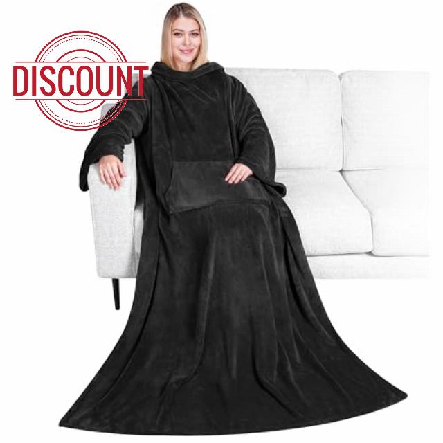 PAVILIA Blanket with Sleeves for Adults Women Men Cozy Warm Fleece Blanket with Arms Gifts for Christmas Wife