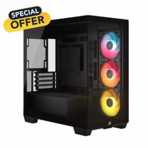 CORSAIR 2800X RS ARGB Panoramic Micro-ATX PC Case – 3x Fans Included