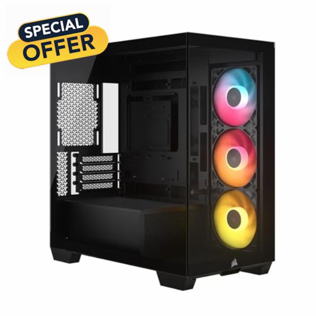 CORSAIR 2800X RS ARGB Panoramic Micro-ATX PC Case – 3x Fans Included