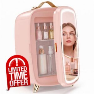 HOMCOM 6L Mini Fridge with LED Mirror