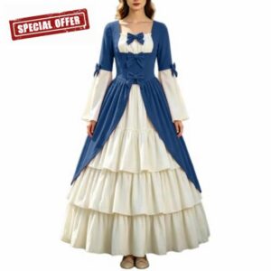 Women's Vintage Victorian Dresses Rococo Palace Style Dress Long Sleeve Tiered Maxi Dress Square Neck Retro Regency Costume Gown Historical Reenactment Halloween Cosplay Renaissance Medieval Outfi