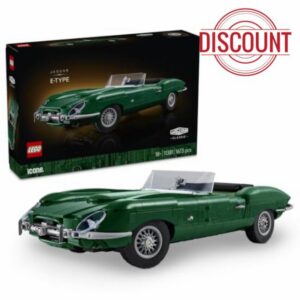 LEGO Icons Jaguar E-Type - Classic Sports Car Model Kit for Adults - incl. Inline-6 Engine & Toolkit - 3D Shelf or Desk Decor - Collectible Gift Idea for Motorsport Fans - 11381
