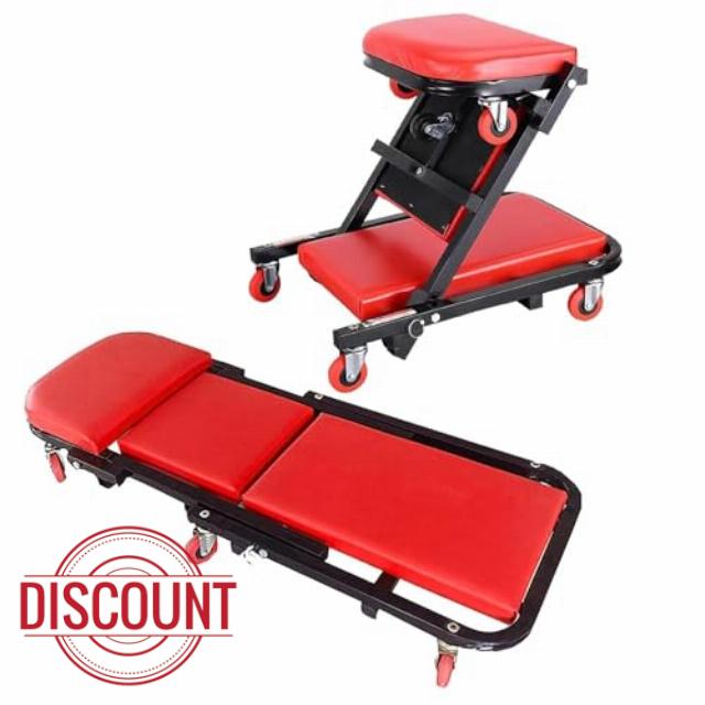 Professional 2-in-1 Folding Car Creeper - Garage Mechanic Seat & Roller Trolley with 360° Wheels