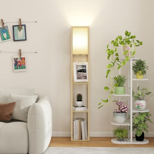 Standard Tall Lamps for Living Room | Standing Lamps with 3-Tier Storage Shelf