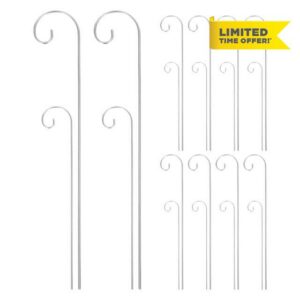 Abaodam 20pcs Silver Iron Shepherd Hook Garden Stakes Outdoor Plants Hooks with Easy Installation and Versatile Application for Flower Pot Markers in Outdoor and Indoor Pots