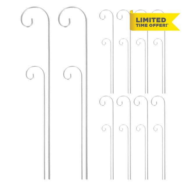Abaodam 20pcs Silver Iron Shepherd Hook Garden Stakes Outdoor Plants Hooks with Easy Installation and Versatile Application for Flower Pot Markers in Outdoor and Indoor Pots