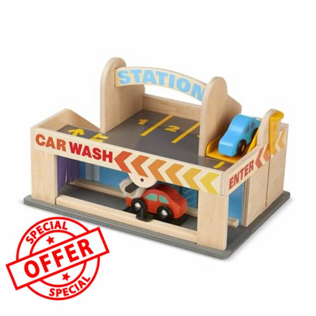 Melissa & Doug Service Station Parking Garage | Wooden Vehicle | Pretend Play | 3+ | Gift for Boy or Girl