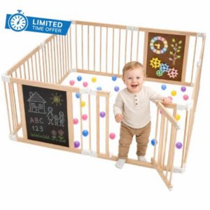 8 Panel Wooden Baby Playpen 169x169x66cm
