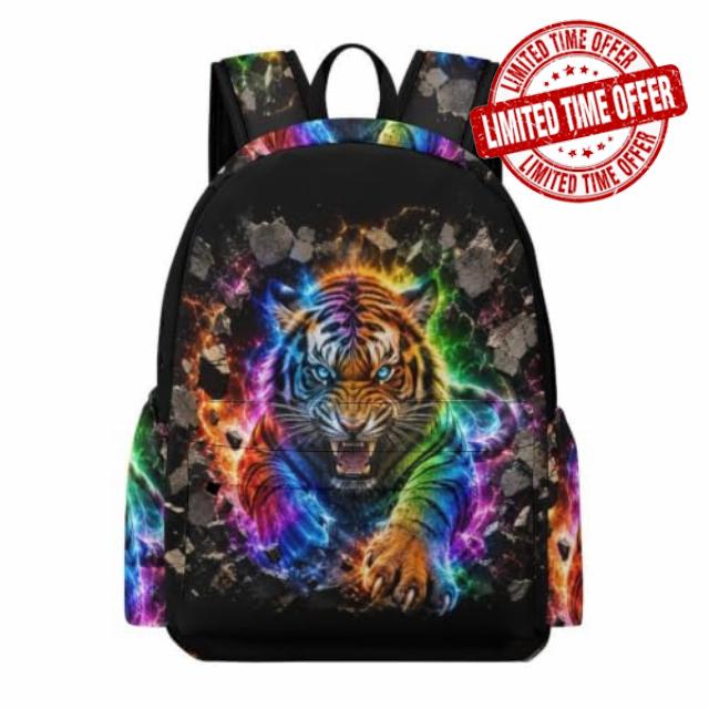 Tiger Bookbag Boys Ages 8-12 Animal Tiger Rucksack Students Year 7-9 Lightweight Durable 16.5 Inch Laptop School Bag Junior School Daily Use Daily Carry