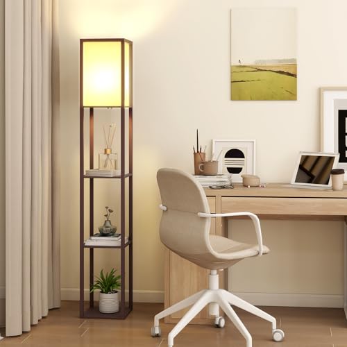 Standard Tall Lamps for Living Room | Standing Lamps with 3-Tier Storage Shelf